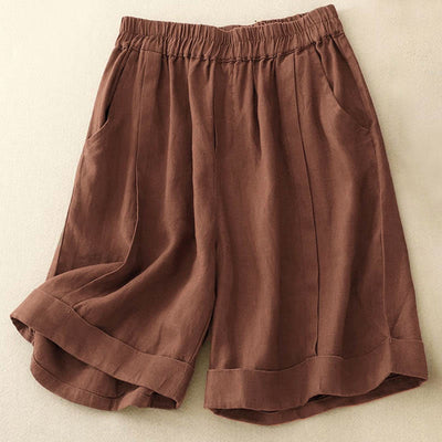 Buddha Stones Casual Solid Color Women's Cotton Shorts With Pockets - image 17