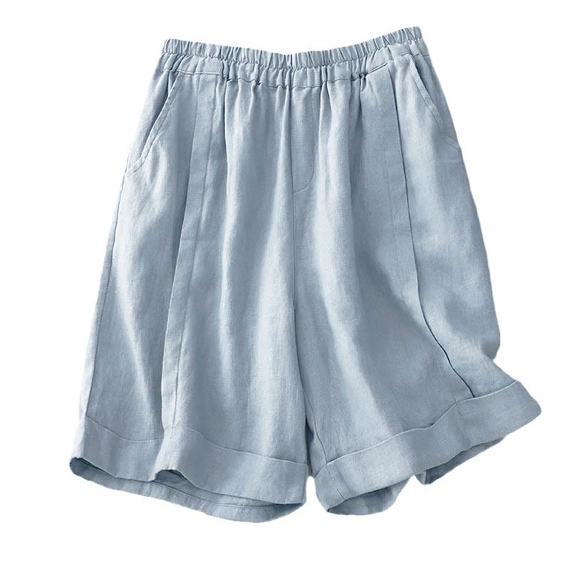 Buddha Stones Casual Solid Color Women's Cotton Shorts With Pockets - image 25
