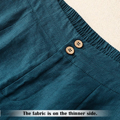 Buddha Stones Summer Casual Simple Zipper Design Linen Women's Wide Leg Pants With Pockets - image 1