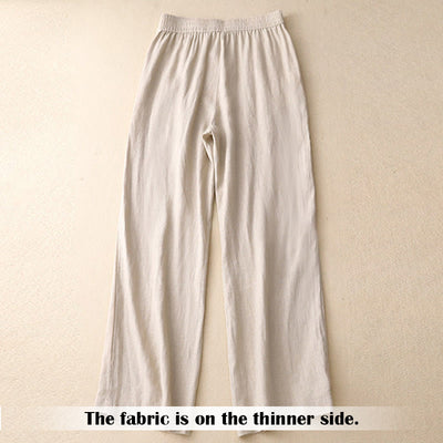 Buddha Stones Summer Casual Simple Zipper Design Linen Women's Wide Leg Pants With Pockets - image 43