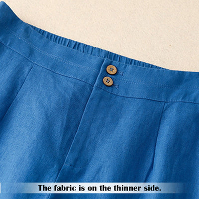 Buddha Stones Summer Casual Simple Zipper Design Linen Women's Wide Leg Pants With Pockets - image 17