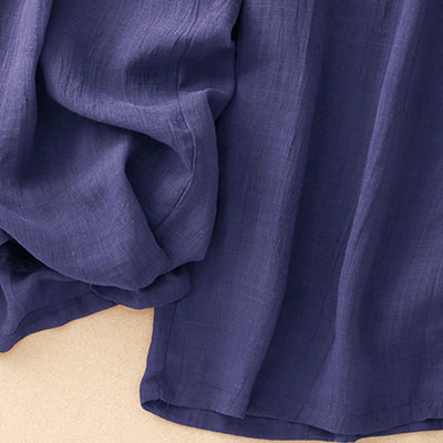 Buddha Stones Spring Pure Color Drawstring Double Layer Cotton Women's Wide Leg Pants With Pockets - image 18