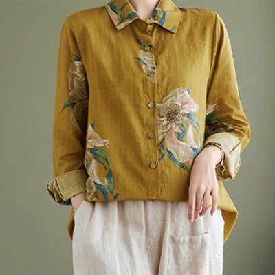 Buddha Stones Literary Artistic Flower Print Cotton Clothing - image 13