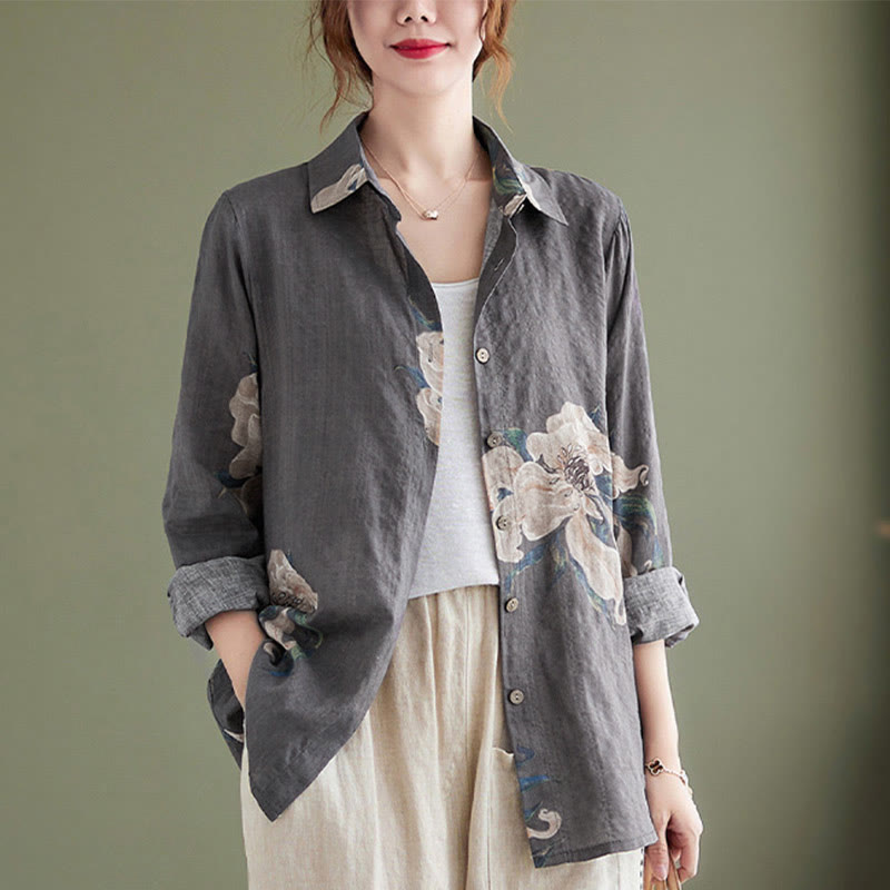 Buddha Stones Literary Artistic Flower Print Cotton Clothing - image 23