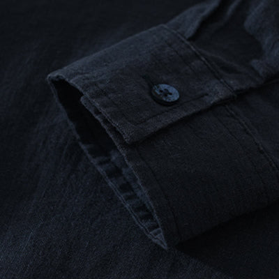 Buddha Stones Solid Color Loose Long Sleeve Half Button Shirt Linen Men Clothing - image 10