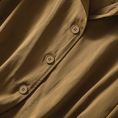 Buddha Stones Pure Color Hooded Buttons Women's Cotton Jacket With Pockets - image 4