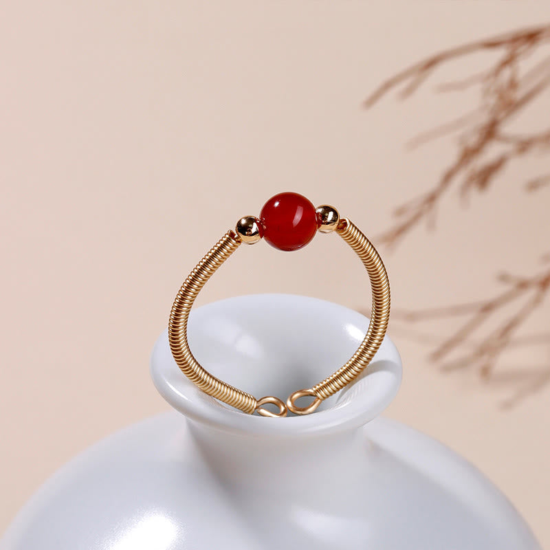 Buddha Stones Natural Stone Bead Alloy Healing Open Ring - image 5