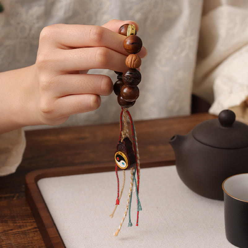 Buddha Stones Tibet Lightning Struck Jujube Wood Yin Yang Luck Bracelet - image 10
