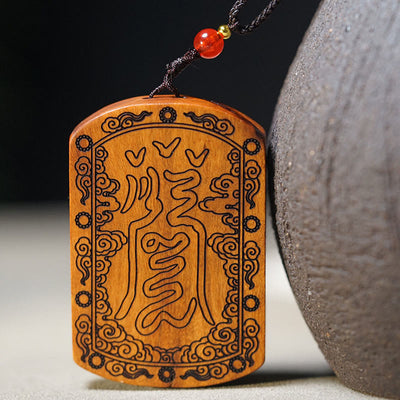 Buddha Stones Lightning Struck Jujube Wood Dragon Yin Yang Bagua Protection Necklace Pendant - image 5