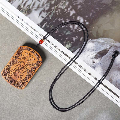 Buddha Stones Lightning Struck Jujube Wood Dragon Yin Yang Bagua Protection Necklace Pendant - image 3