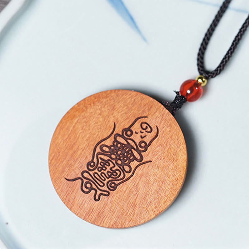 Buddha Stones Lightning Struck Jujube Wood Yin Yang Bagua Luck Necklace Pendant - image 13