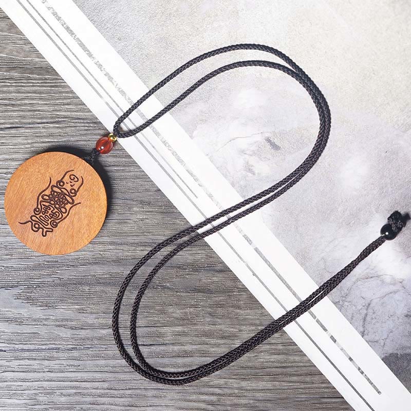 Buddha Stones Lightning Struck Jujube Wood Yin Yang Bagua Luck Necklace Pendant - image 10