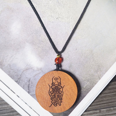 Buddha Stones Lightning Struck Jujube Wood Yin Yang Bagua Luck Necklace Pendant - image 12