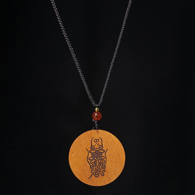 Buddha Stones Lightning Struck Jujube Wood Yin Yang Bagua Luck Necklace Pendant - image 11