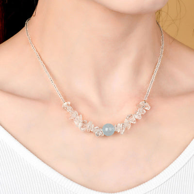 Buddha Stones Irregular White Crystal  Aquamarine Bead Healing Necklace Pendant - image 5