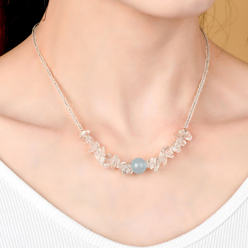 Buddha Stones Irregular White Crystal  Aquamarine Bead Healing Necklace Pendant - image 5