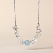 Foviel Irregular White Crystal Aquamarine Bead Healing Necklace Pendant