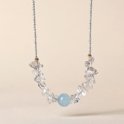 Buddha Stones Irregular White Crystal  Aquamarine Bead Healing Necklace Pendant - White Crystal& Aquamarine - image 1