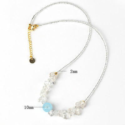 Buddha Stones Irregular White Crystal  Aquamarine Bead Healing Necklace Pendant - image 8