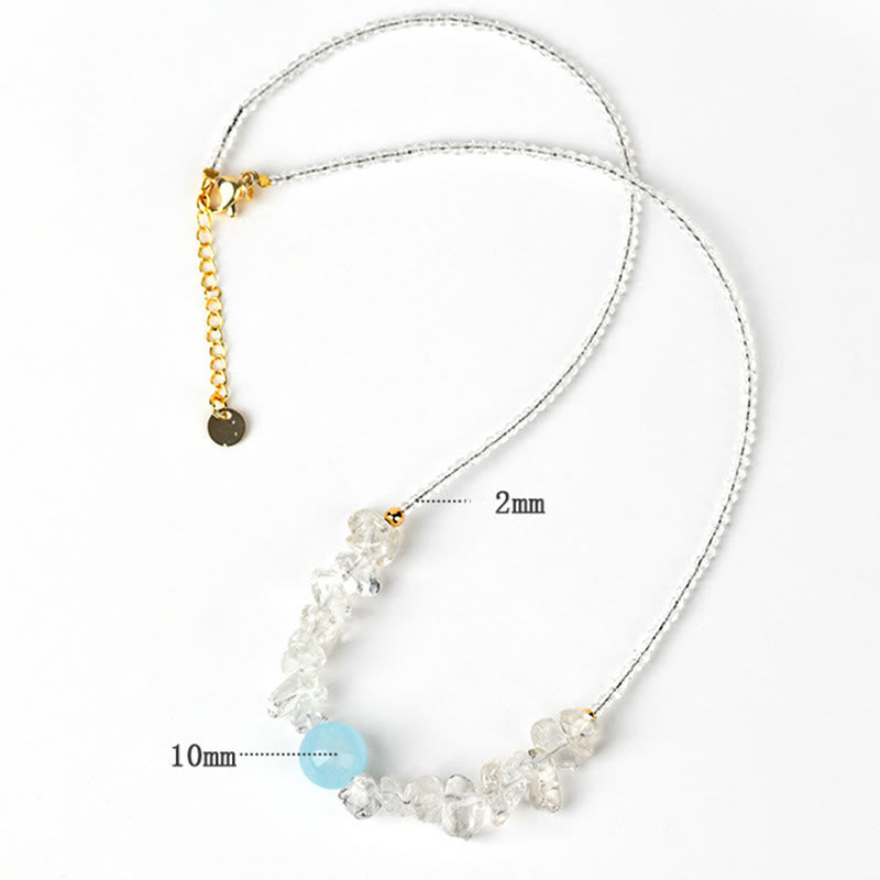 Buddha Stones Irregular White Crystal  Aquamarine Bead Healing Necklace Pendant - image 8