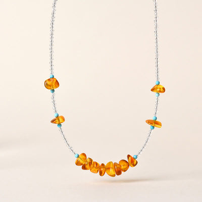 Buddha Stones White Crystal Bead Irregular Amber Clarity Necklace Pendant - White Crystal & Amber - image 1