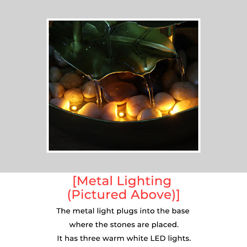 Buddha Stones Lotus Leaf Shaped Waterfall Fountain Tabletop Ornaments With LED Light Home Office Desktop Decoration - image 26