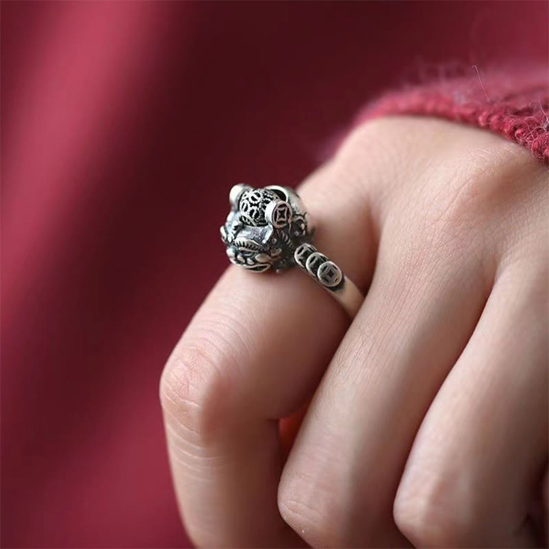 Buddha Stones Lucky FengShui PiXiu Copper Coin Rotatable Ring - image 2