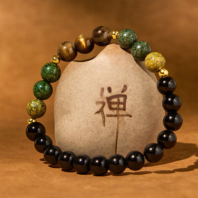 Buddha Stones Turquoise Tiger Eye Beads Glass Balance Serenity Bracelet - image 1
