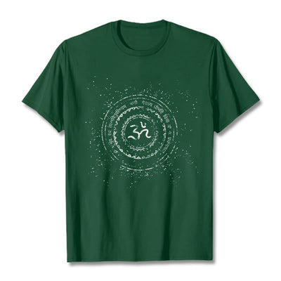 Buddha Stones Mandala Om Symbol Mantra Pattern Tee Cotton T-shirt - ForestGreen - 2XL - image 11