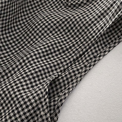 Buddha Stones Casual Plain Handmade Plaid Midi Dress Cotton Sleeveless Dress With Pockets - image 15