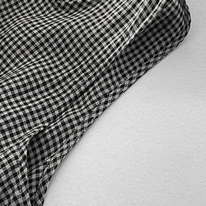 Buddha Stones Casual Plain Handmade Plaid Midi Dress Cotton Sleeveless Dress With Pockets - image 11