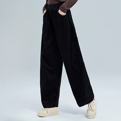 Buddha Stones Women's Fall Plain Ankle-Length Simple DesignCorduroy Cotton Pants With Pockets - image 4