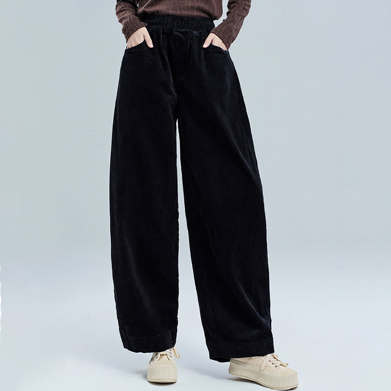 Buddha Stones Women's Fall Plain Ankle-Length Simple DesignCorduroy Cotton Pants With Pockets - image 2