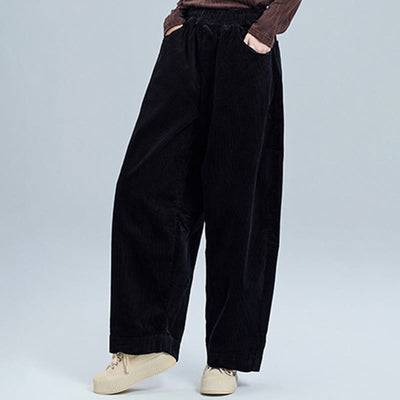 Buddha Stones Women's Fall Plain Ankle-Length Simple DesignCorduroy Cotton Pants With Pockets - image 7