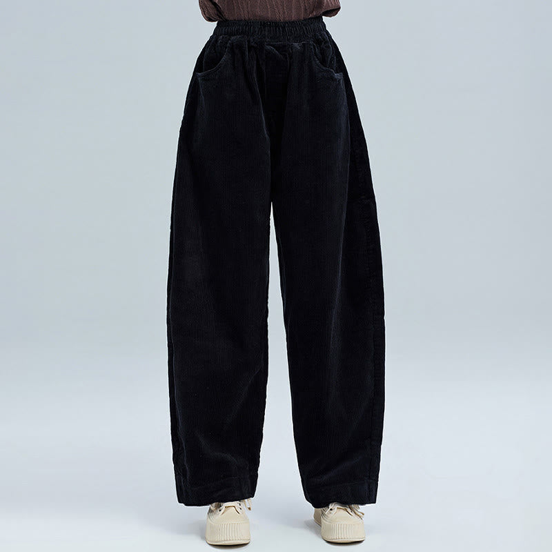 Buddha Stones Women's Fall Plain Ankle-Length Simple DesignCorduroy Cotton Pants With Pockets - image 6
