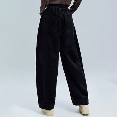 Buddha Stones Women's Fall Plain Ankle-Length Simple DesignCorduroy Cotton Pants With Pockets - image 5