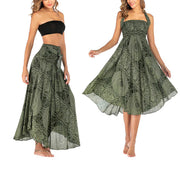 Foviel Two Style Wear Boho Compass Rose Flower Skirt Dress