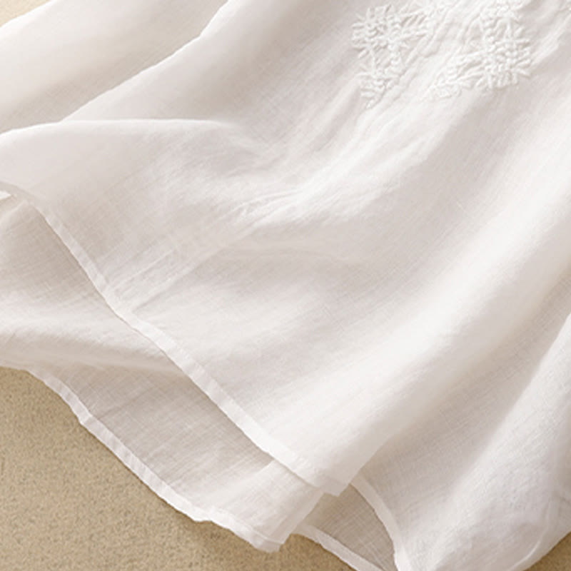 Buddha Stones V-Neck Lines Embroidery Women's Half Sleeve Shirt - image 18
