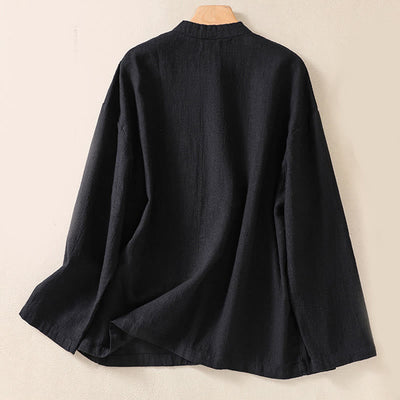 Buddha Stones Casual Buttons Crew Neck Women's Long Sleeve Shirt With Pockets - image 10