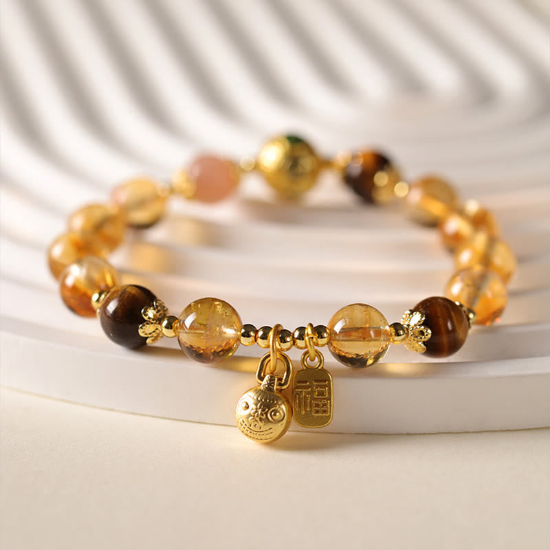 Buddha Stones Natural Citrine Fu Character Lucky Beast Prosperity Bracelet - image 3
