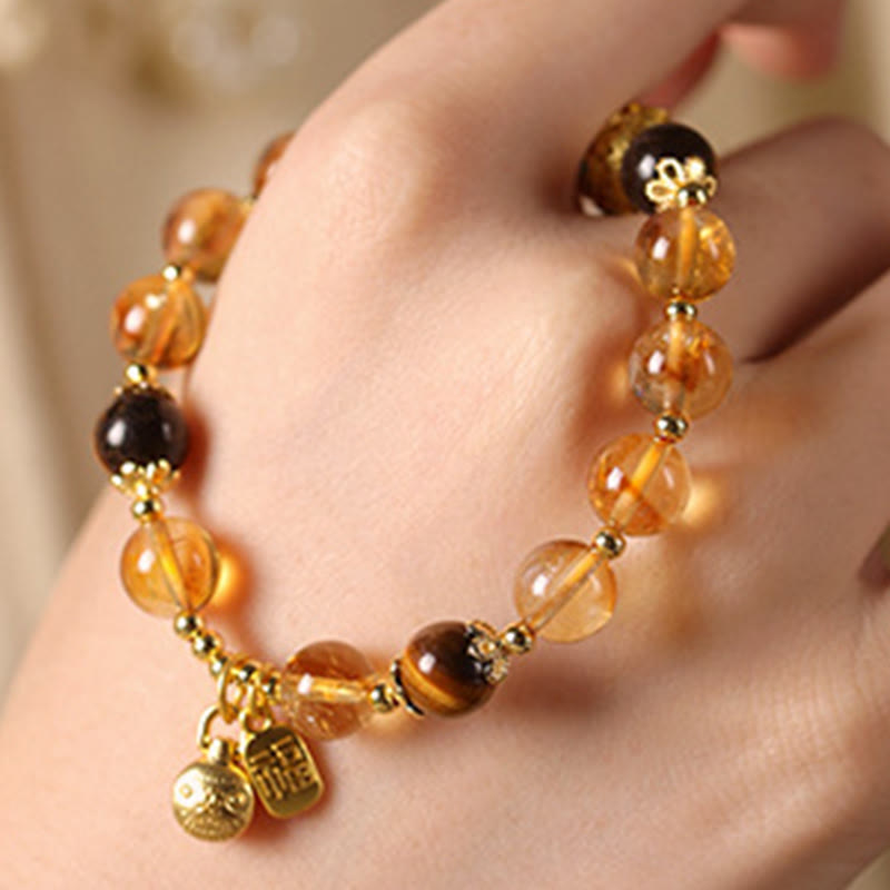Buddha Stones Natural Citrine Fu Character Lucky Beast Prosperity Bracelet - image 4