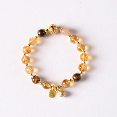 Buddha Stones Natural Citrine Fu Character Lucky Beast Prosperity Bracelet - image 8