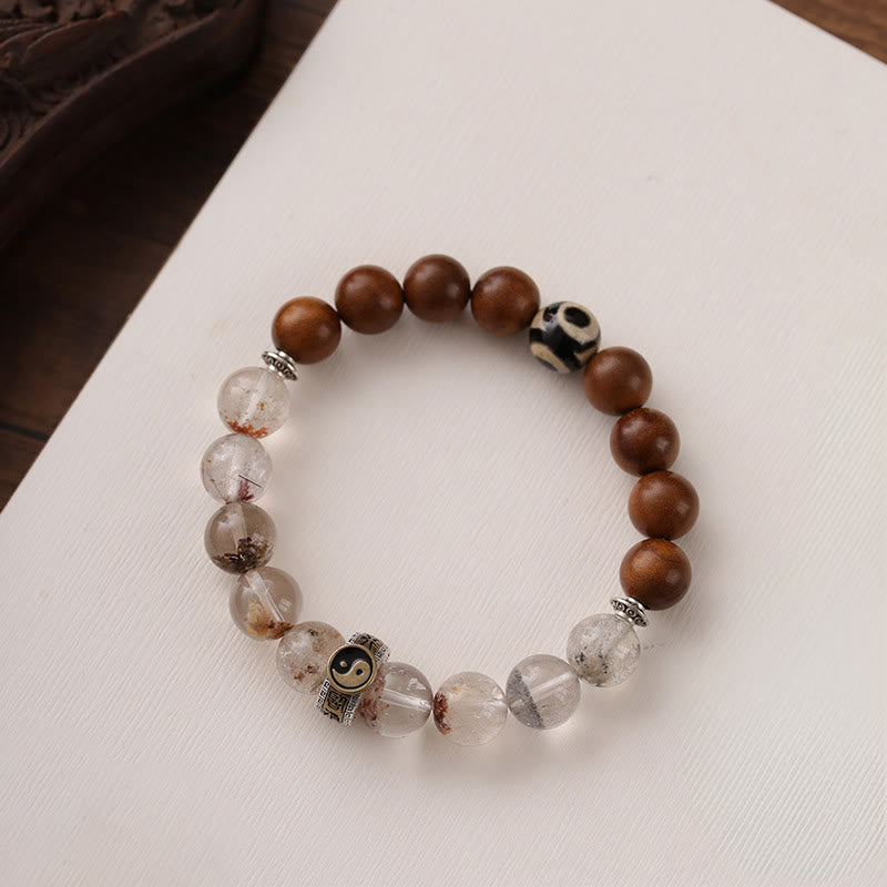 Buddha Stones Lightning Struck Wood Red Phantom Yin Yang Protection Bracelet - image 9