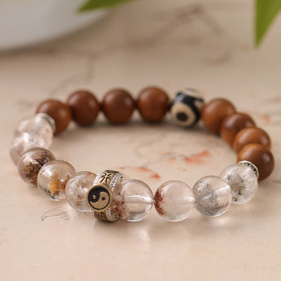Buddha Stones Lightning Struck Wood Red Phantom Yin Yang Protection Bracelet - image 11
