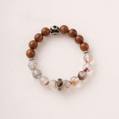 Buddha Stones Lightning Struck Wood Red Phantom Yin Yang Protection Bracelet - image 10