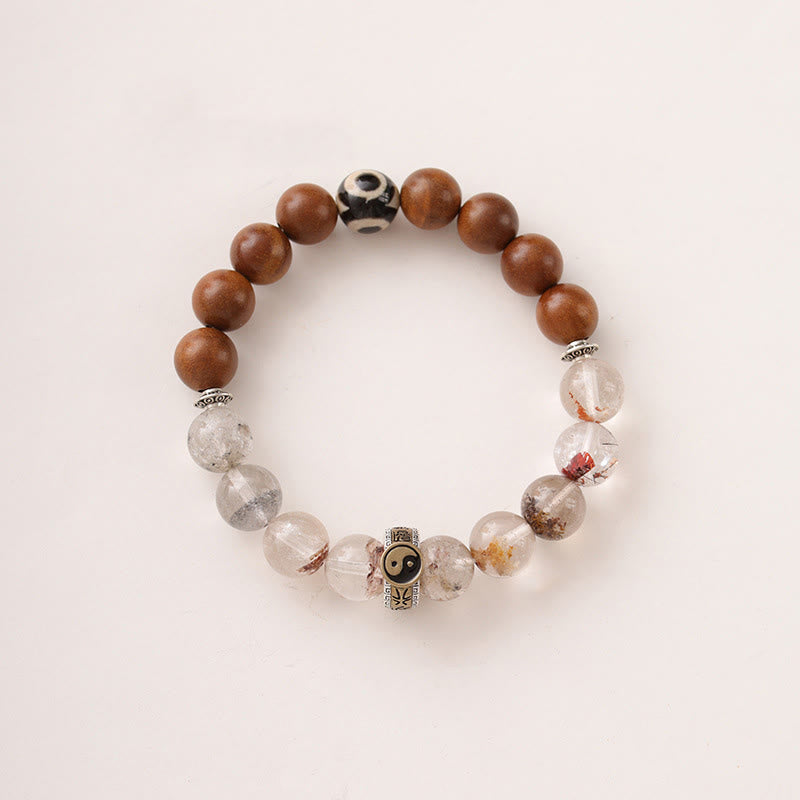 Buddha Stones Lightning Struck Wood Red Phantom Yin Yang Protection Bracelet - image 10