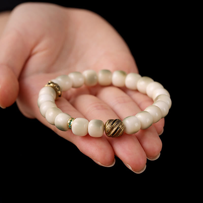 Buddha Stones Bodhi Seed Hammered Copper Brass Garuda Wisdom Bracelet - image 8