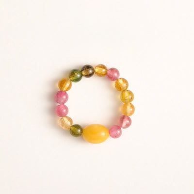 Buddha Stones Natural Tourmaline Lucky Pearl Pixiu Amber Positive Love Ring - Tourmaline & Amber - image 11