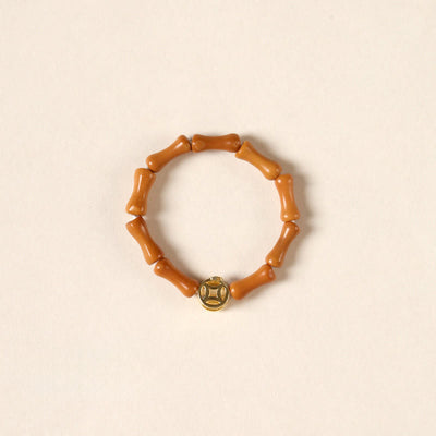 Buddha Stones Olive Pit Bead Copper Coin Inner Strength Ring - Copper Coin - 6mm - image 3