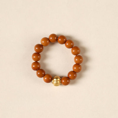 Buddha Stones Olive Pit Bead Copper Coin Inner Strength Ring - Lantern Pattern - 4mm - image 13